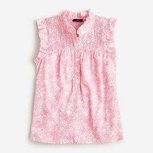 J. Crew Factory Pink Floral Ruffle Sleeve Blouse